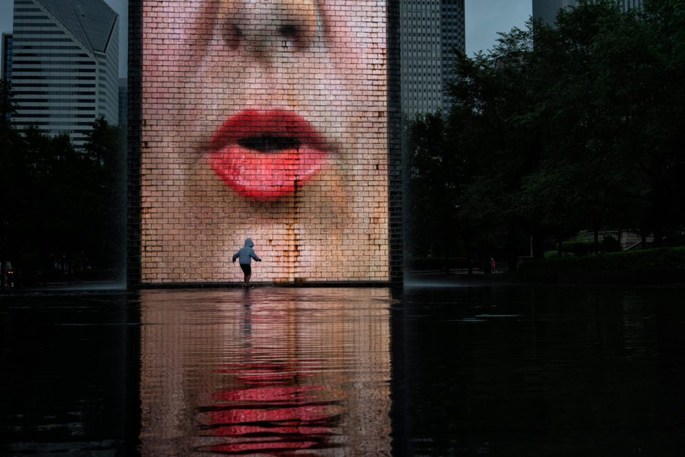 Lone Child at the Crown Fountain, Chicago