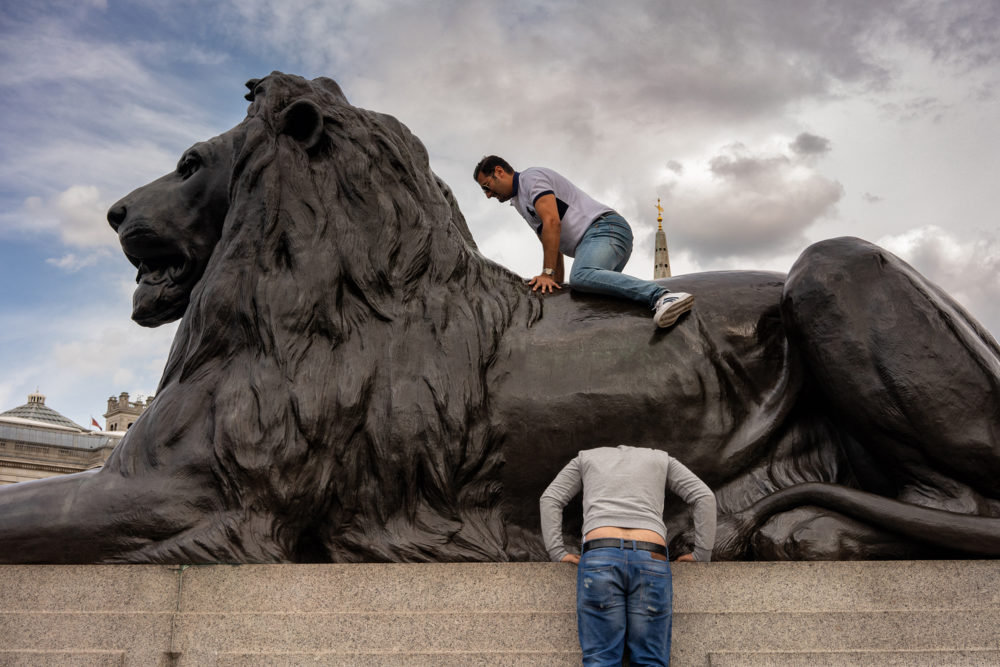 Lion Climbers, Trafalgar Square