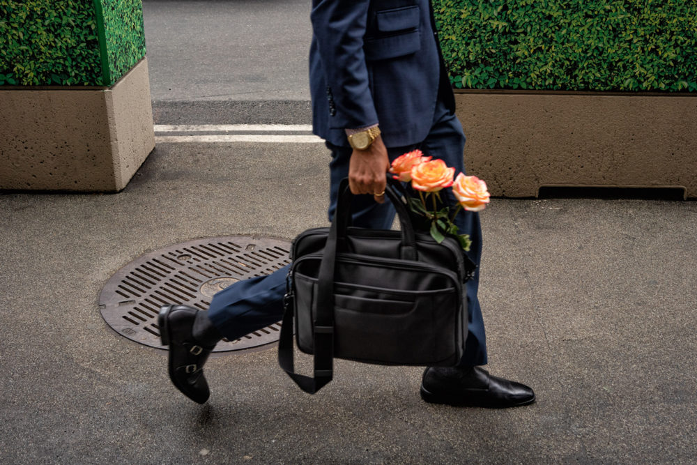Briefcase and Flowers, 7th Avenue